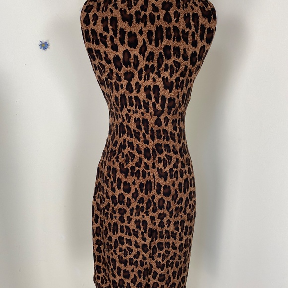 RALPH LAUREN Leopard Animal Print Body Con Stretch Dress Size Small - Picture 11 of 11